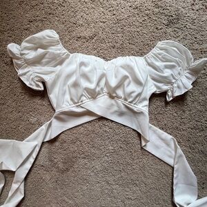 Elegant White Puff Sleeve Top